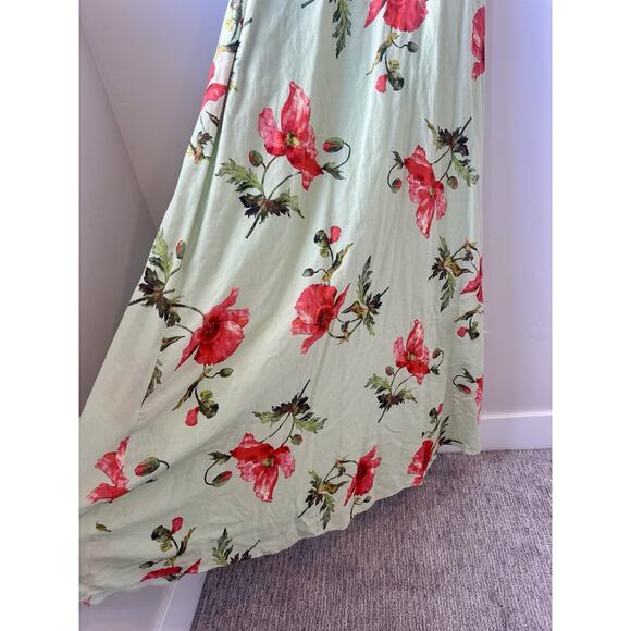 LK Bennett London Kristen Pistachio Poppy Cotton-Silk Backless Dress, Size 10 - Picture 4 of 9